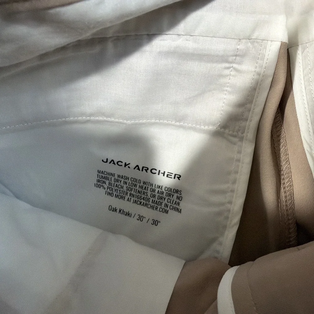 Jack Archer Pants Mens 30x30 Oak Khaki Performance Stretch Golf Travel Casual
